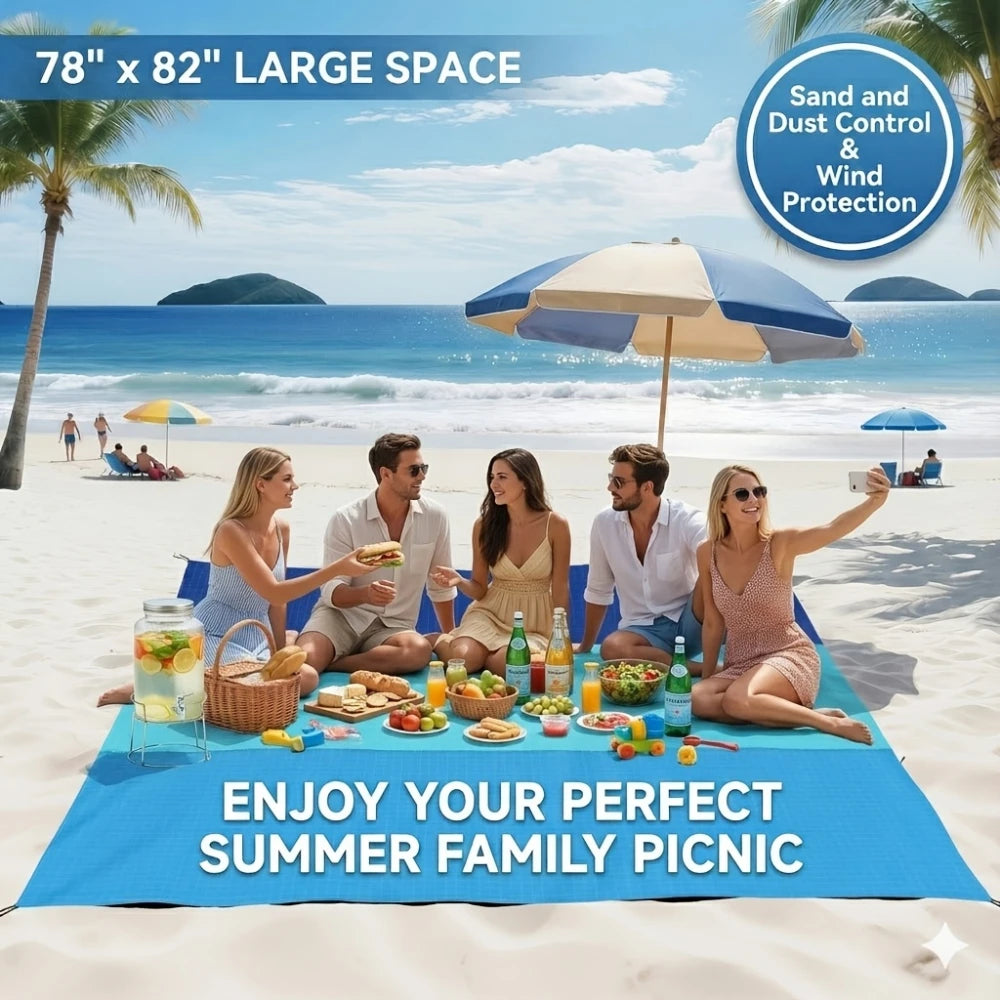 Sand-proof Outdoor Mat This Beach Mat Accommodates 4-6 Adults, Featuring Lightweight Sand Resistance Perfect for Picnics Travel